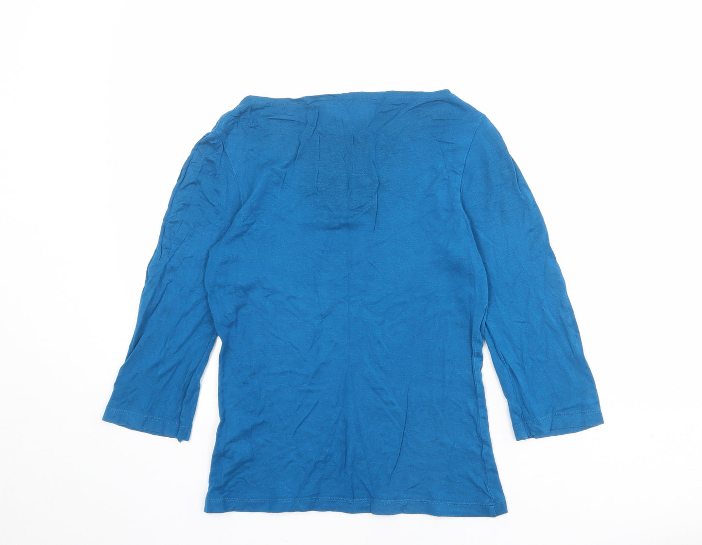 Dorothy Perkins Womens Blue Viscose Basic Blouse Size 10 Boat Neck