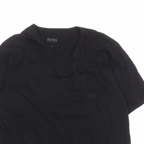 HUGO BOSS Mens Black Cotton T-Shirt Size XL Crew Neck