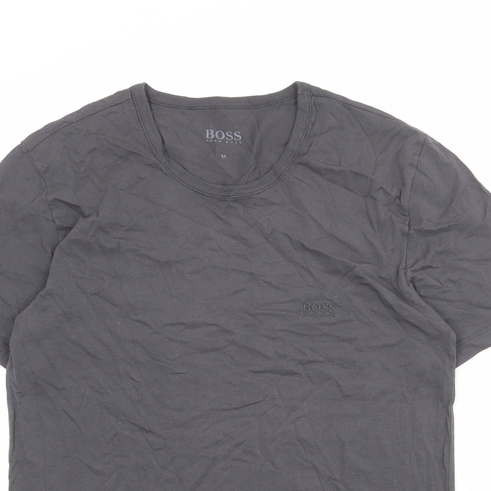 HUGO BOSS Mens Grey Cotton T-Shirt Size M Crew Neck
