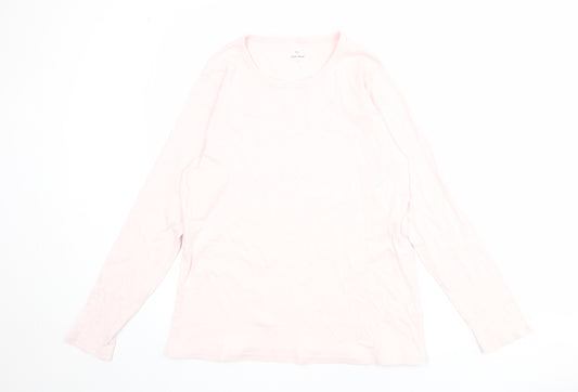 Marks and Spencer Womens Pink 100% Cotton Basic T-Shirt Size 16 Crew Neck