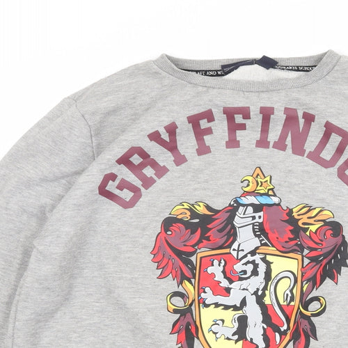 Harry Potter Womens Grey Polyester Pullover Sweatshirt Size M Pullover - Gryffindor