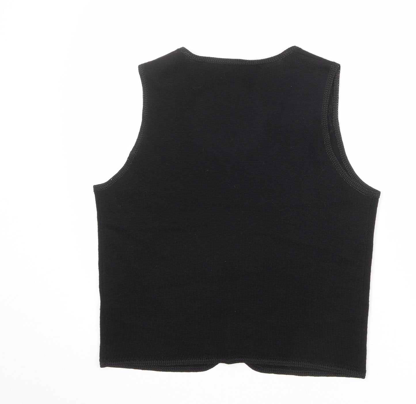 St Michael Womens Black Round Neck Geometric Acrylic Pullover Jumper Size 14