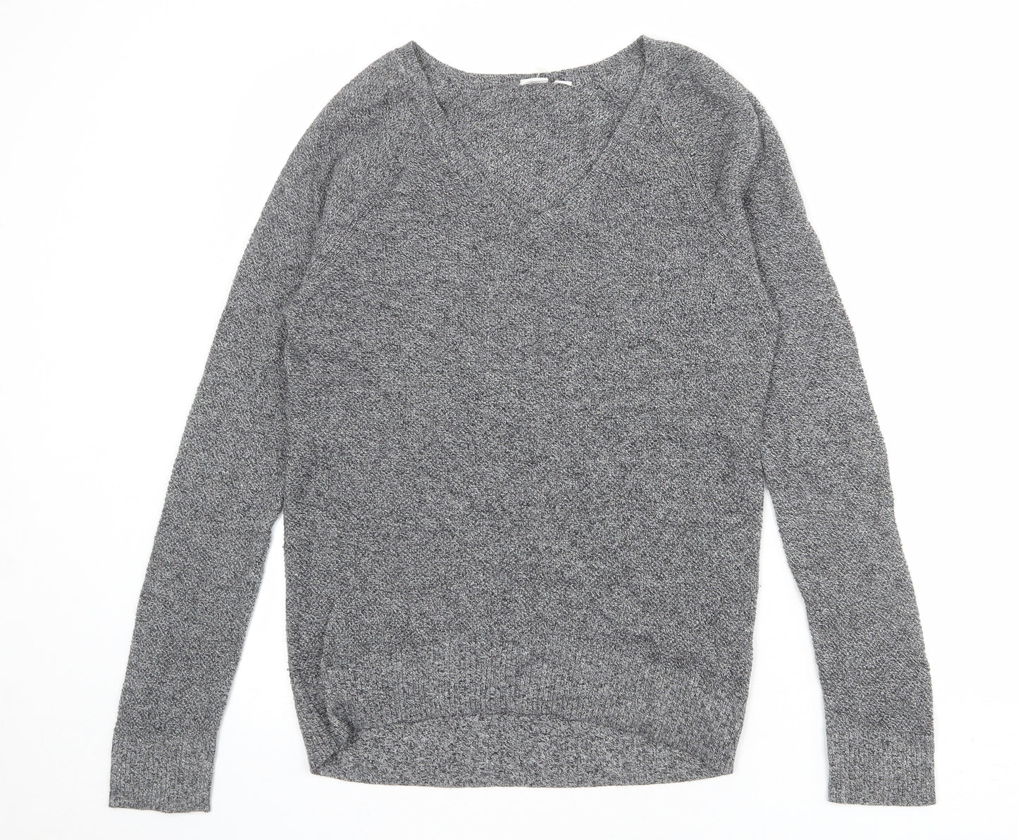Gap Womens Grey V-Neck Cotton Pullover Jumper Size S