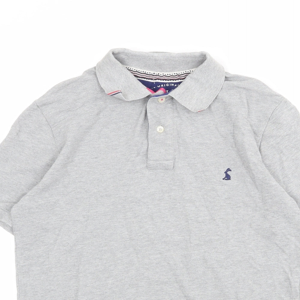 Joules Mens Grey 100% Cotton Polo Size S Collared Button