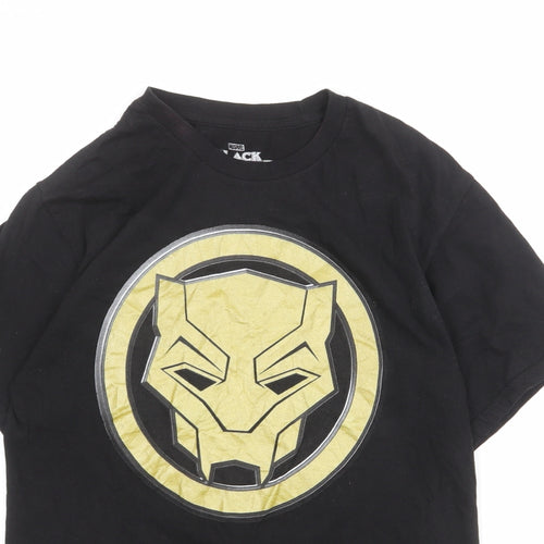 Marvel Mens Black Cotton T-Shirt Size S Crew Neck - Black Panther