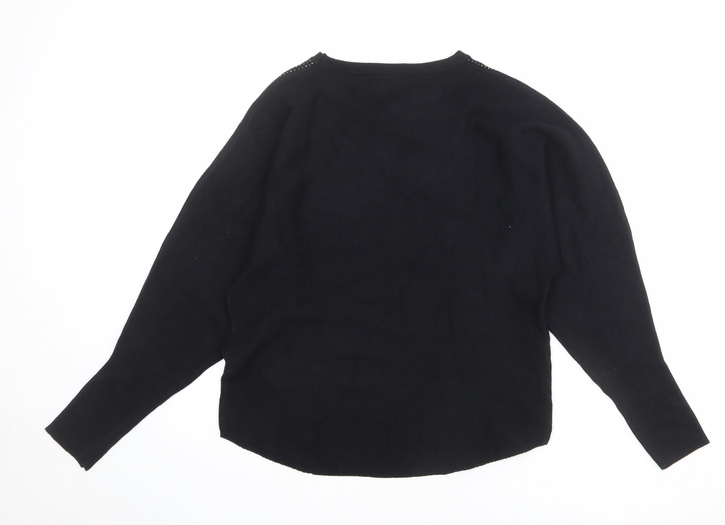 Apricot Womens Black Round Neck Viscose Pullover Jumper Size 10