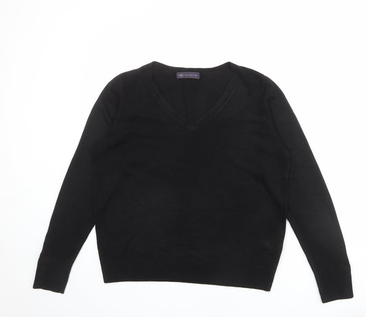 Marks and Spencer Womens Black V-Neck Acrylic Pullover Jumper Size 14