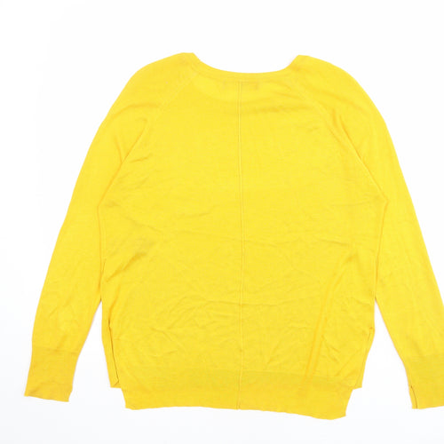 Zara Womens Yellow Round Neck Viscose Pullover Jumper Size S