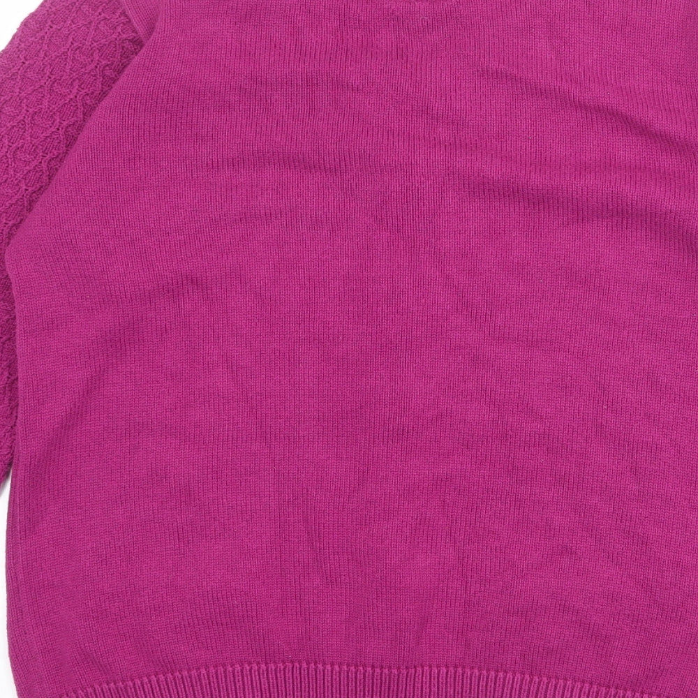 EWM Womens Purple Round Neck Cotton Cardigan Jumper Size M