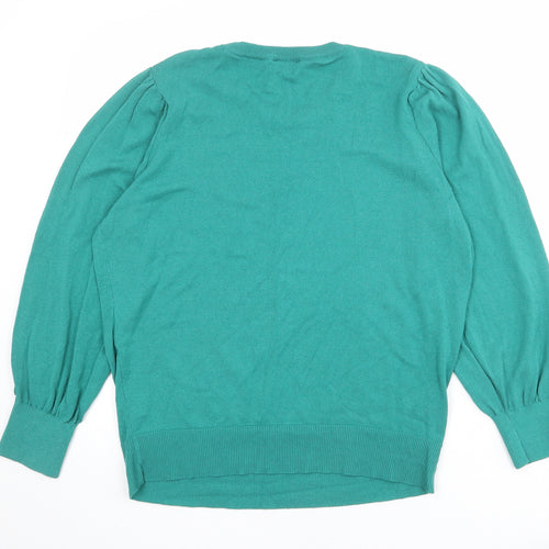 Wallis Womens Green Round Neck Viscose Pullover Jumper Size L
