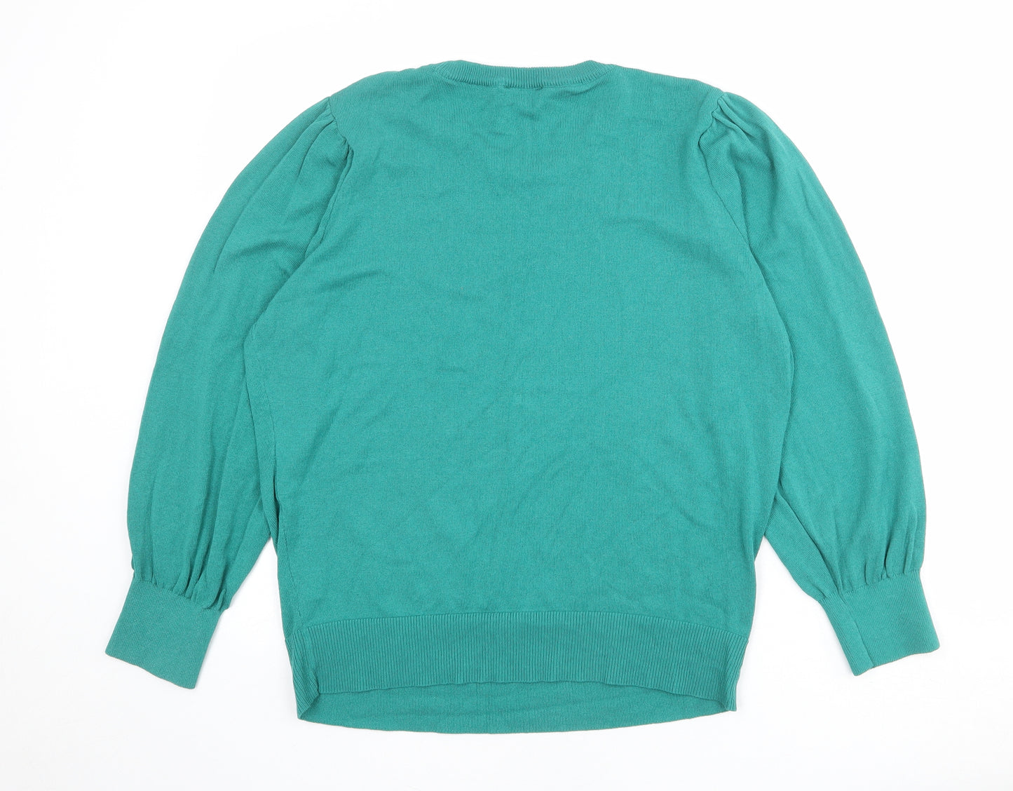 Wallis Womens Green Round Neck Viscose Pullover Jumper Size L