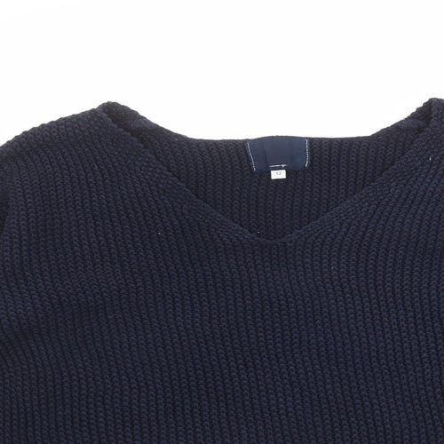 New Look Womens Blue V-Neck 100% Cotton Pullover Jumper Size 12