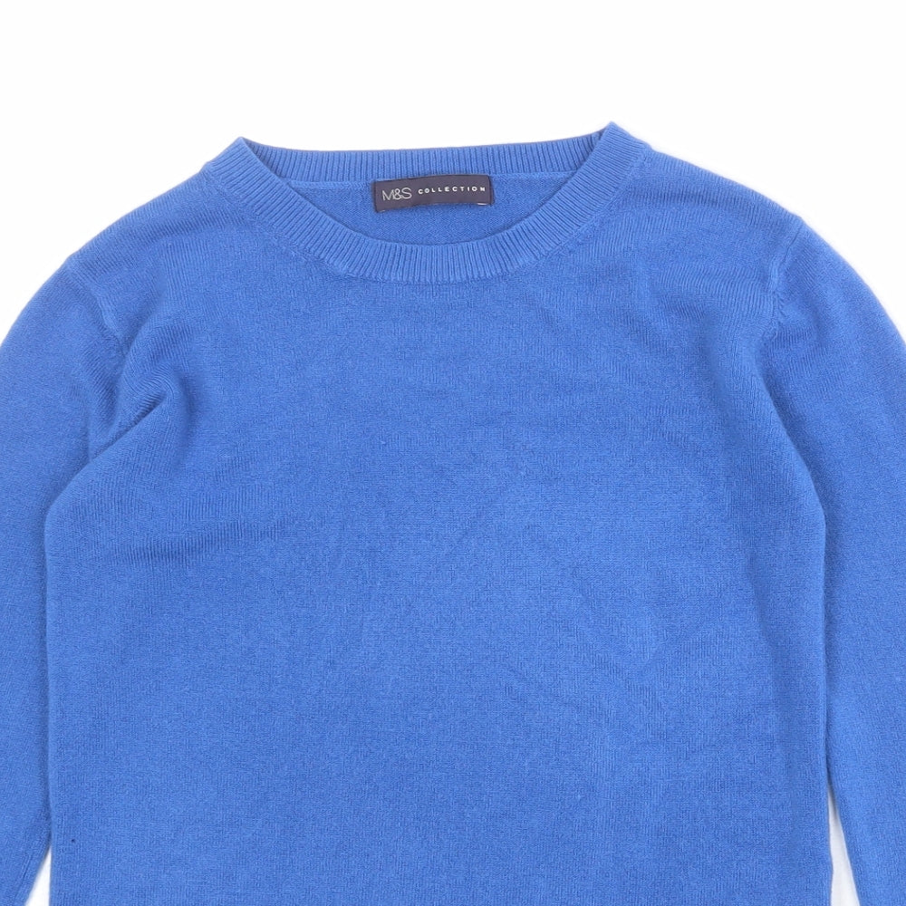 Marks and Spencer Womens Blue Round Neck Acrylic Pullover Jumper Size 6