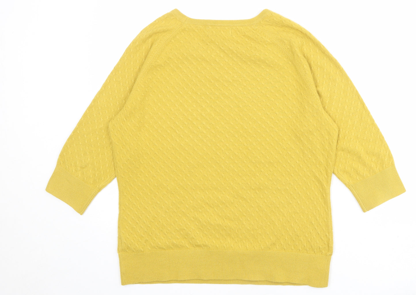 Per Una Womens Yellow Round Neck Acrylic Pullover Jumper Size 14