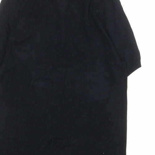 Zara Mens Black Viscose Polo Size S Collared Button