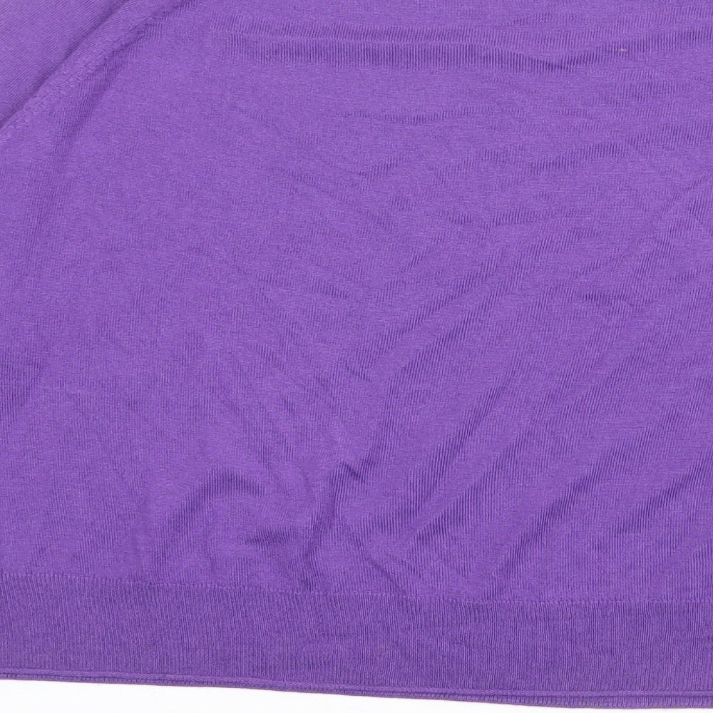 Mango Womens Purple Round Neck Acrylic Pullover Jumper Size M