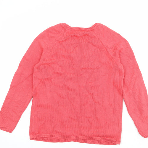 Marks and Spencer Womens Pink Round Neck Cotton Pullover Jumper Size M