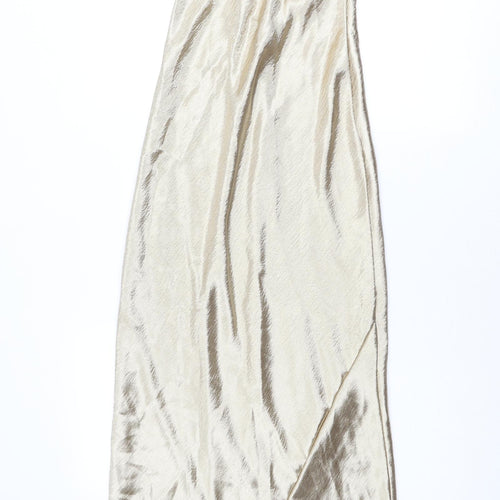 ASOS Womens Gold Polyester Slip Dress Size 8 V-Neck Pullover