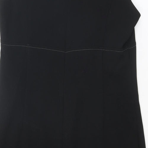 Marks and Spencer Womens Black Polyester Shift Size 16 V-Neck Zip