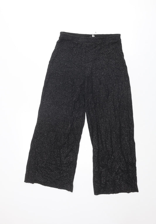 Miss Selfridge Womens Black Geometric Polyester Cropped Trousers Size 6 L24 in Regular