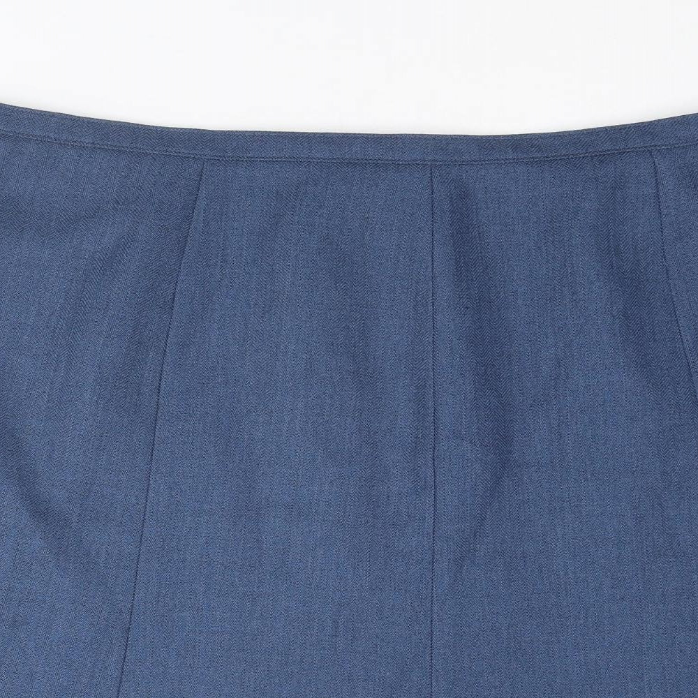 EWM Womens Blue Polyester A-Line Skirt Size 20 Zip