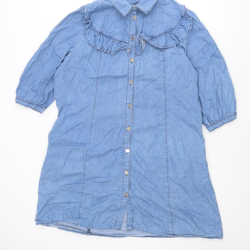 Sonder Studio Womens Blue Cotton Shirt Dress Size 18 Collared Button