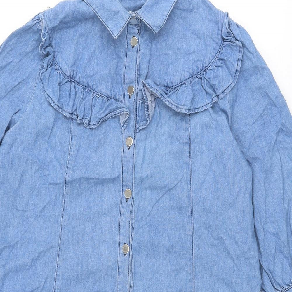 Sonder Studio Womens Blue Cotton Shirt Dress Size 18 Collared Button