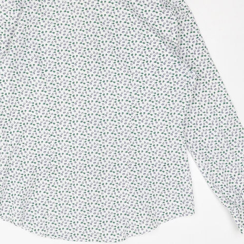 Antoni & Alison Womens White Geometric Cotton Basic Button-Up Size 10 Collared