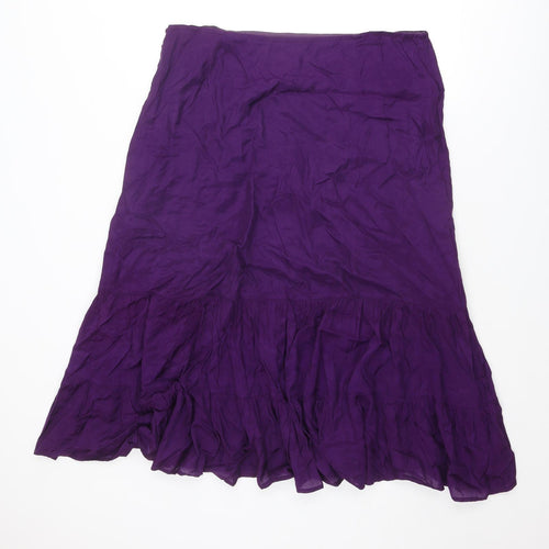 Laura Ashley Womens Purple Viscose Swing Skirt Size 16 Button
