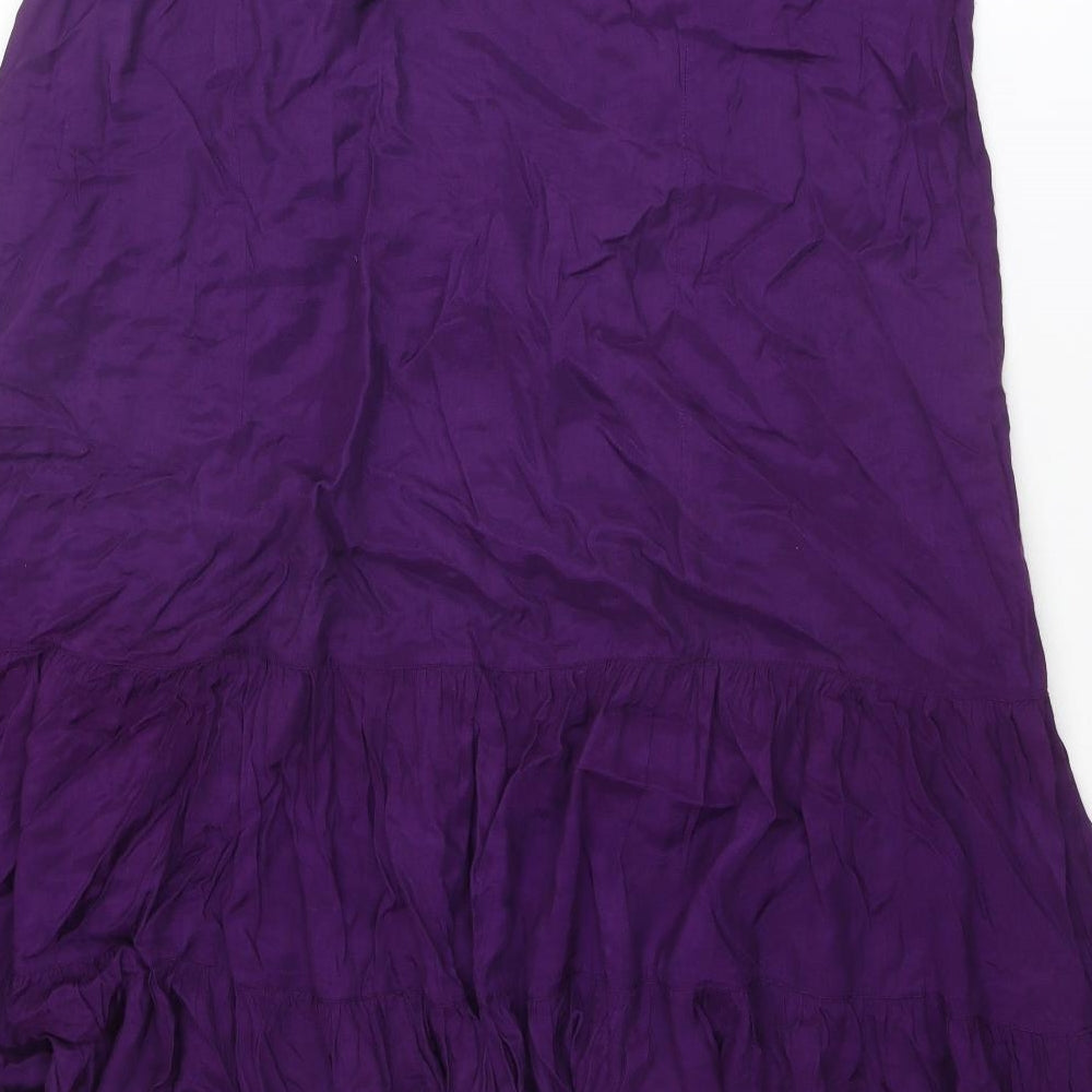 Laura Ashley Womens Purple Viscose Swing Skirt Size 16 Button