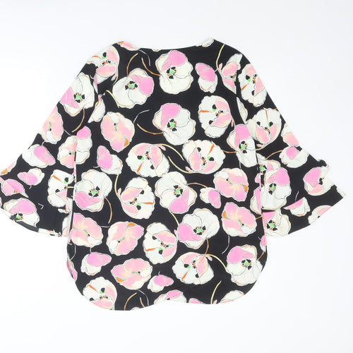 Wallis Womens Multicoloured Floral Polyester Basic Blouse Size 10 V-Neck