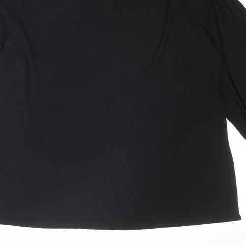 River Island Womens Black Polyester Basic Blouse Size 14 Mock Neck