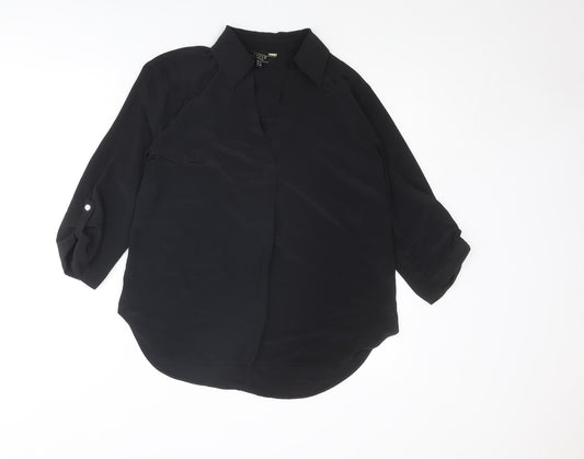 Lipsy Womens Black Polyester Basic Blouse Size 10 Collared