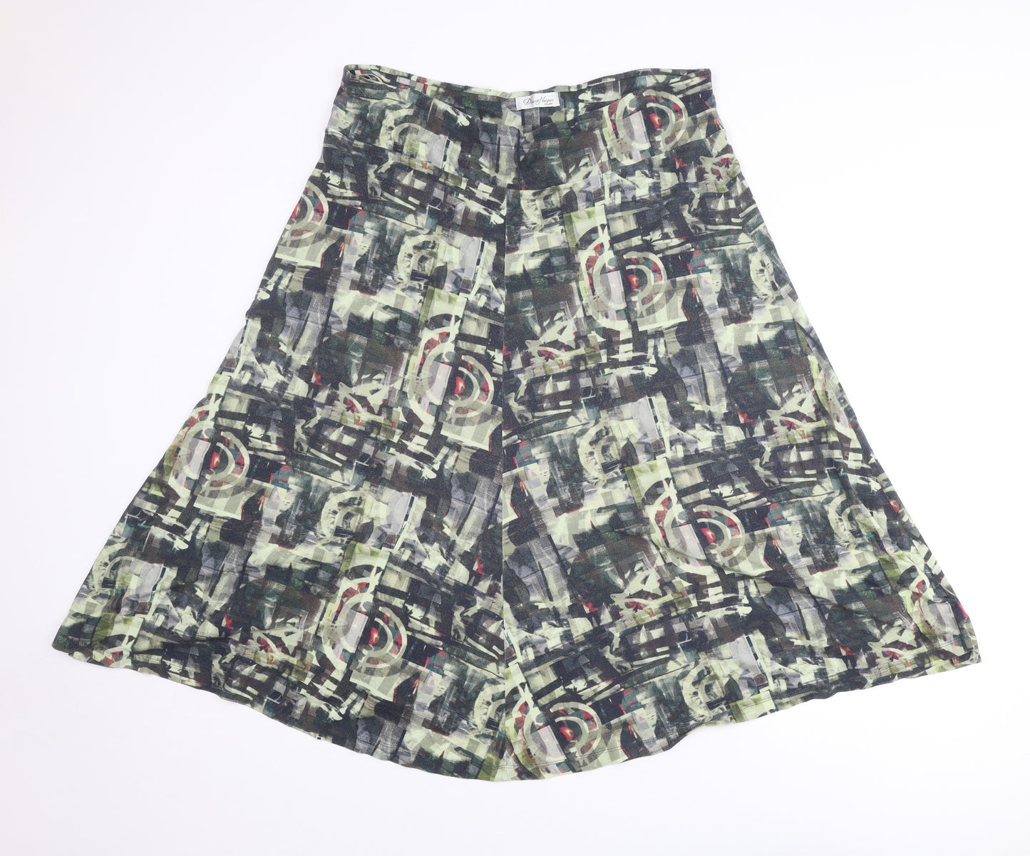David Nieper Womens Multicoloured Geometric Viscose Swing Skirt Size 22