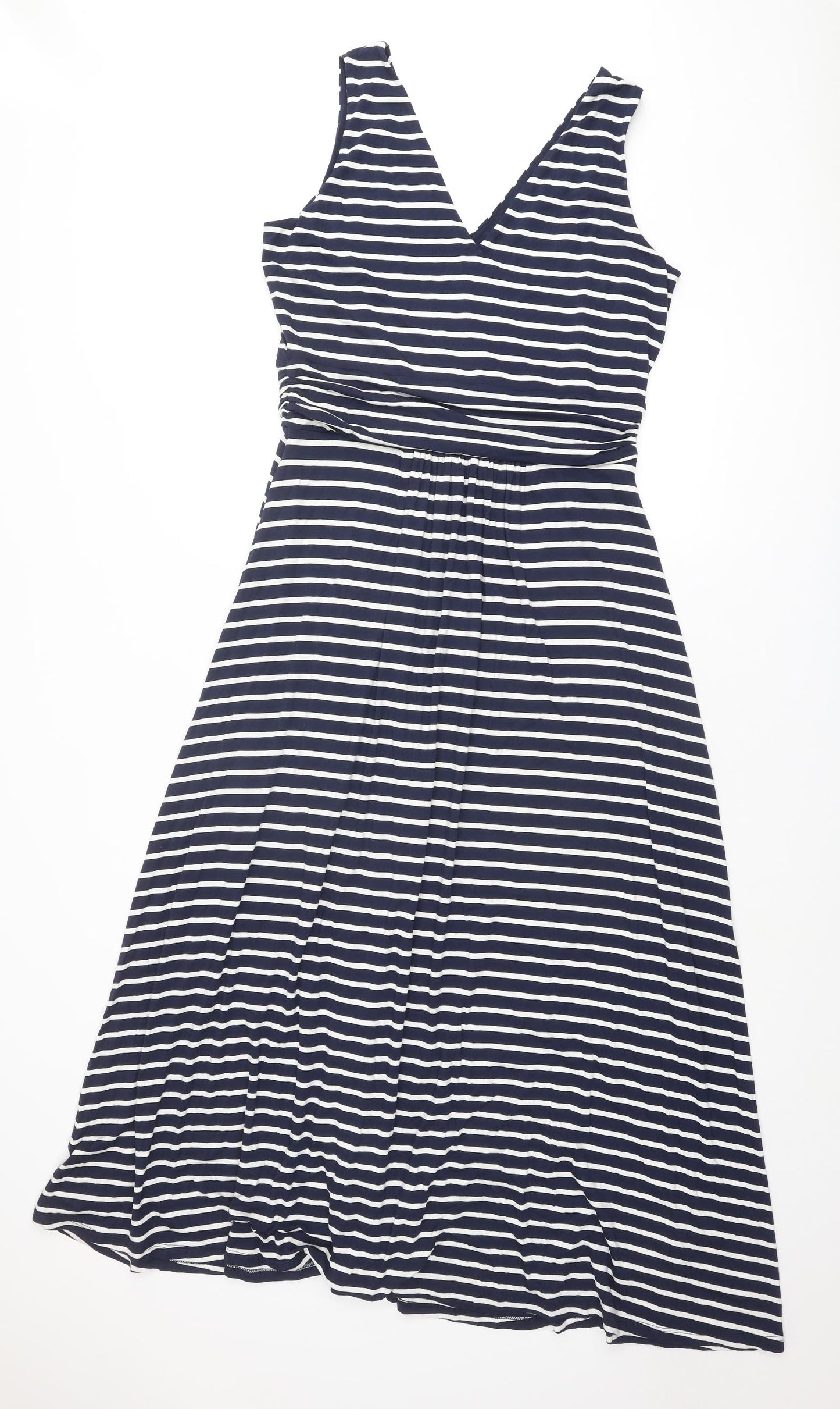 Boden Womens Blue Striped Viscose A-Line Size 16 V-Neck Pullover