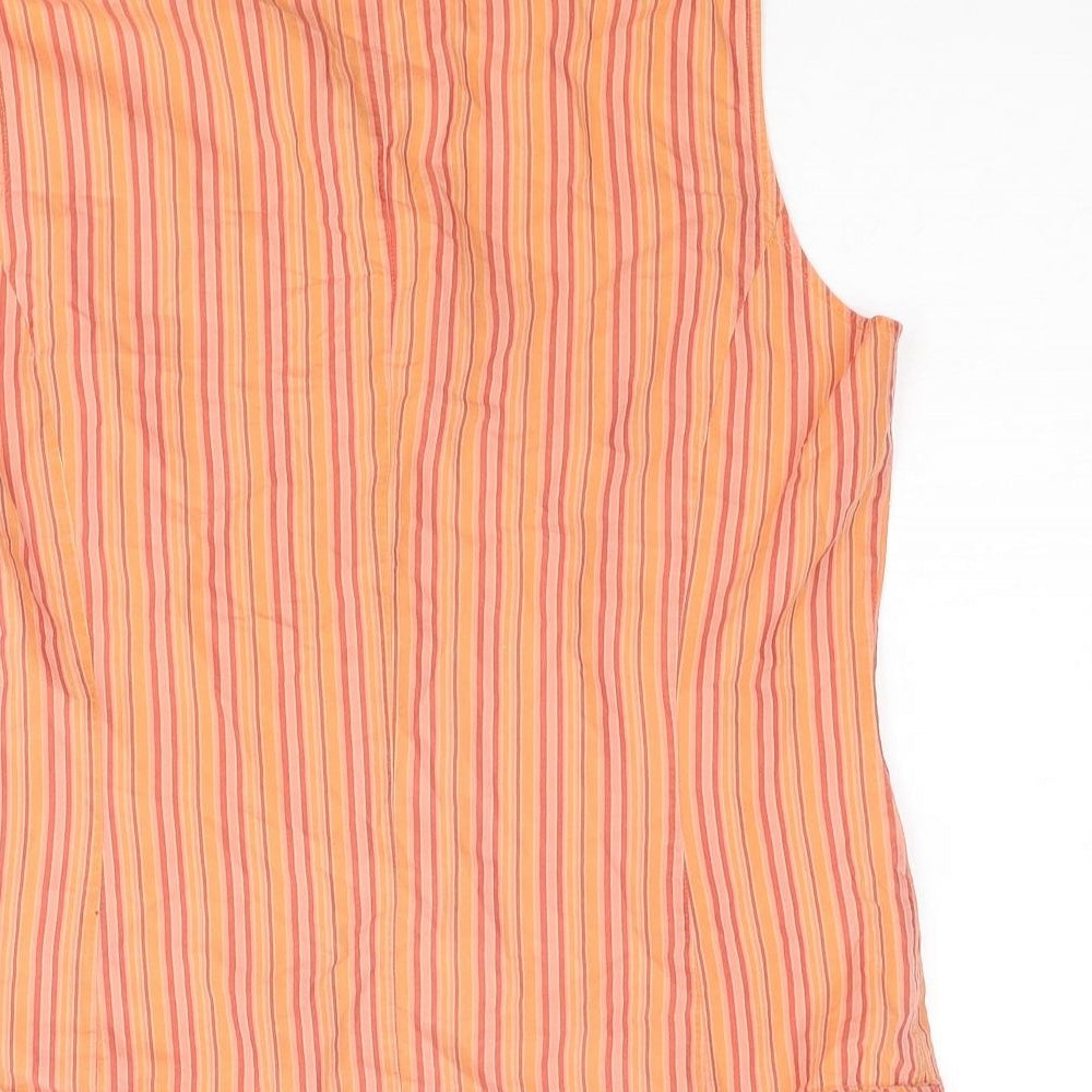 Betty Barclay Womens Orange Striped Polyester Basic Button-Up Size 10 Collared