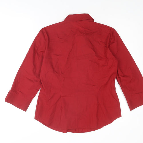 Marks and Spencer Womens Red Polyester Basic Button-Up Size 14 Collared
