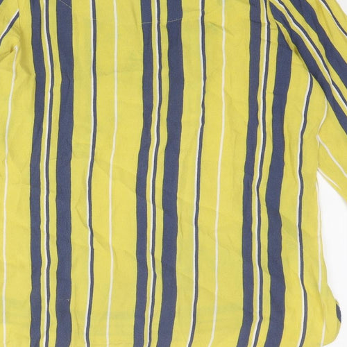NEXT Womens Yellow Striped Viscose Basic Blouse Size 10 Boat Neck