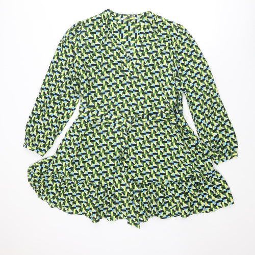 Zara Womens Multicoloured Geometric Viscose A-Line Size S Round Neck Pullover