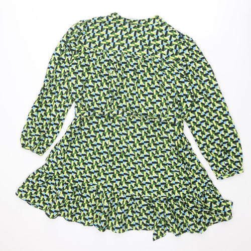 Zara Womens Multicoloured Geometric Viscose A-Line Size S Round Neck Pullover