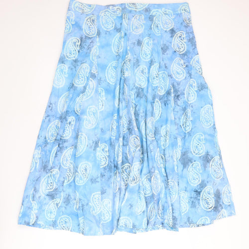 Nightingales Womens Blue Paisley Cotton Swing Skirt Size 20 Zip