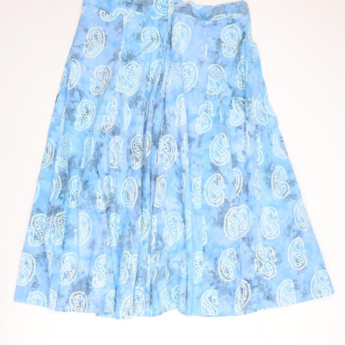 Nightingales Womens Blue Paisley Cotton Swing Skirt Size 20 Zip