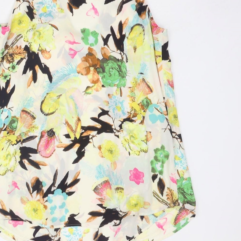 DR2 by Daniel Rainn Womens Multicoloured Floral Polyester Basic Blouse Size S V-Neck - Open Front