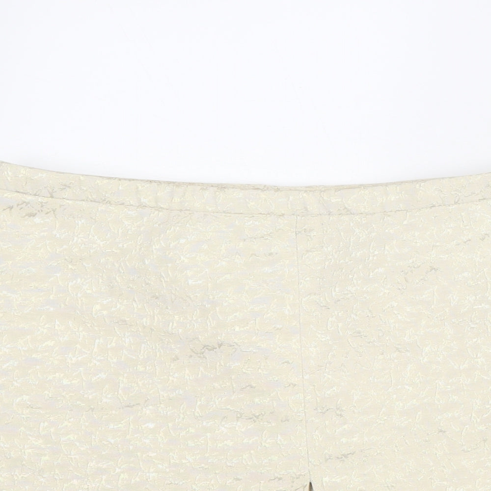 H&M Womens Ivory Geometric Cotton A-Line Skirt Size 10 Zip