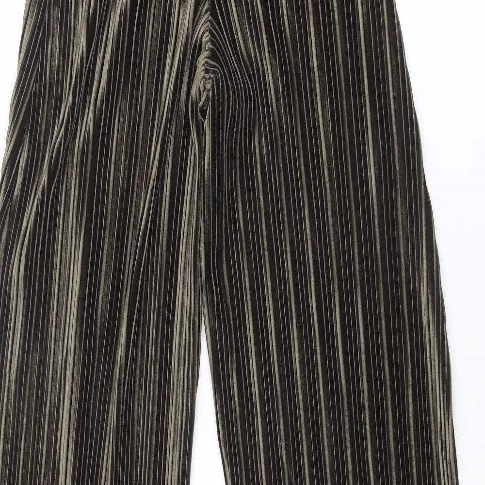 River Island Womens Brown Striped Polyester Trousers Size 8 L28 in Regular - Ribbed