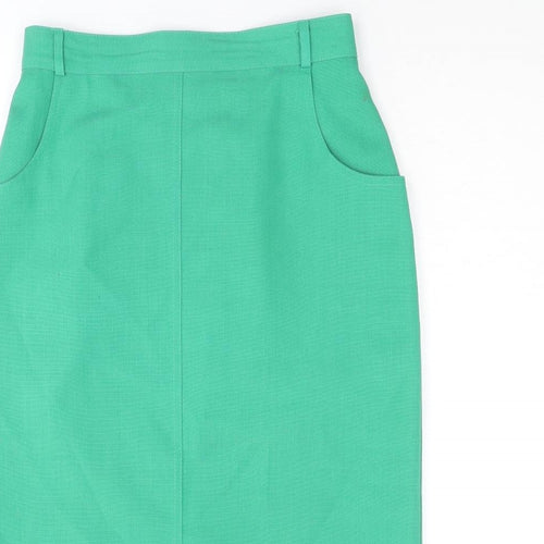 St Michael Womens Green Polyester Straight & Pencil Skirt Size 14 Zip