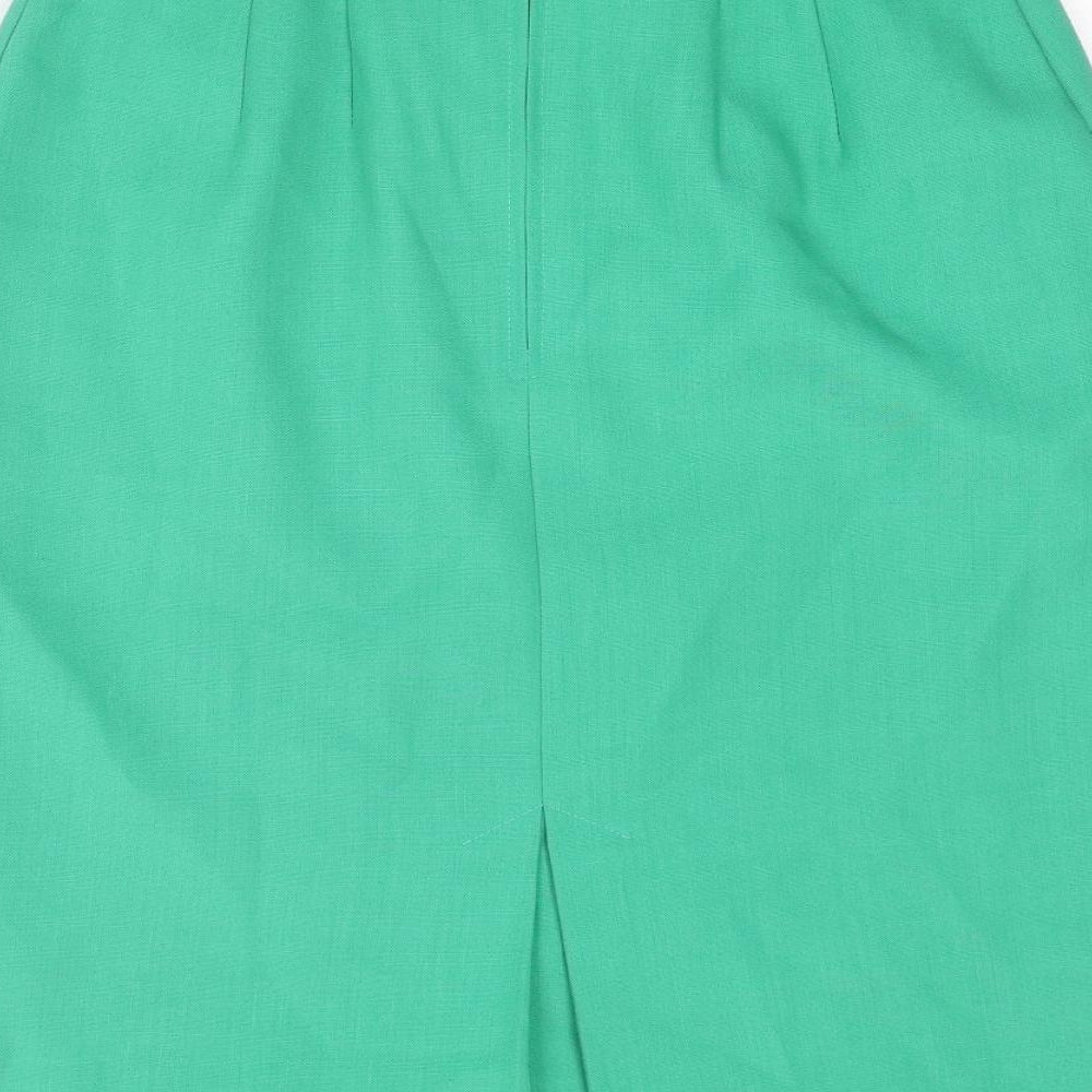 St Michael Womens Green Polyester Straight & Pencil Skirt Size 14 Zip