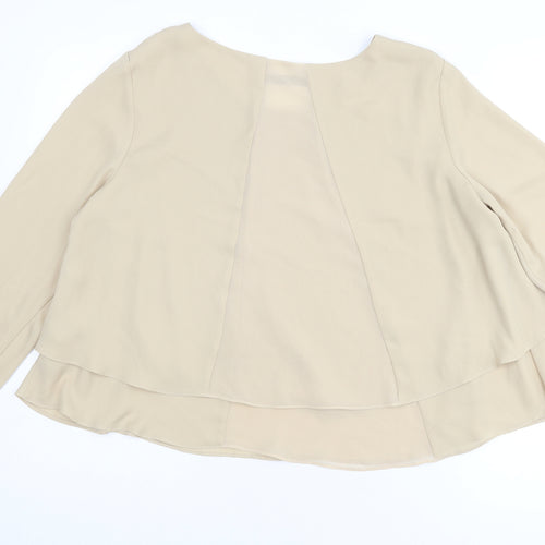 Zara Womens Beige Polyester Basic Blouse Size XL Boat Neck