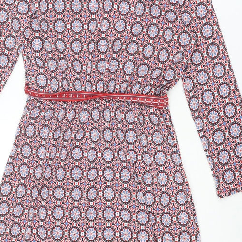 Max Studio Womens Multicoloured Geometric Polyester A-Line Size S V-Neck Pullover