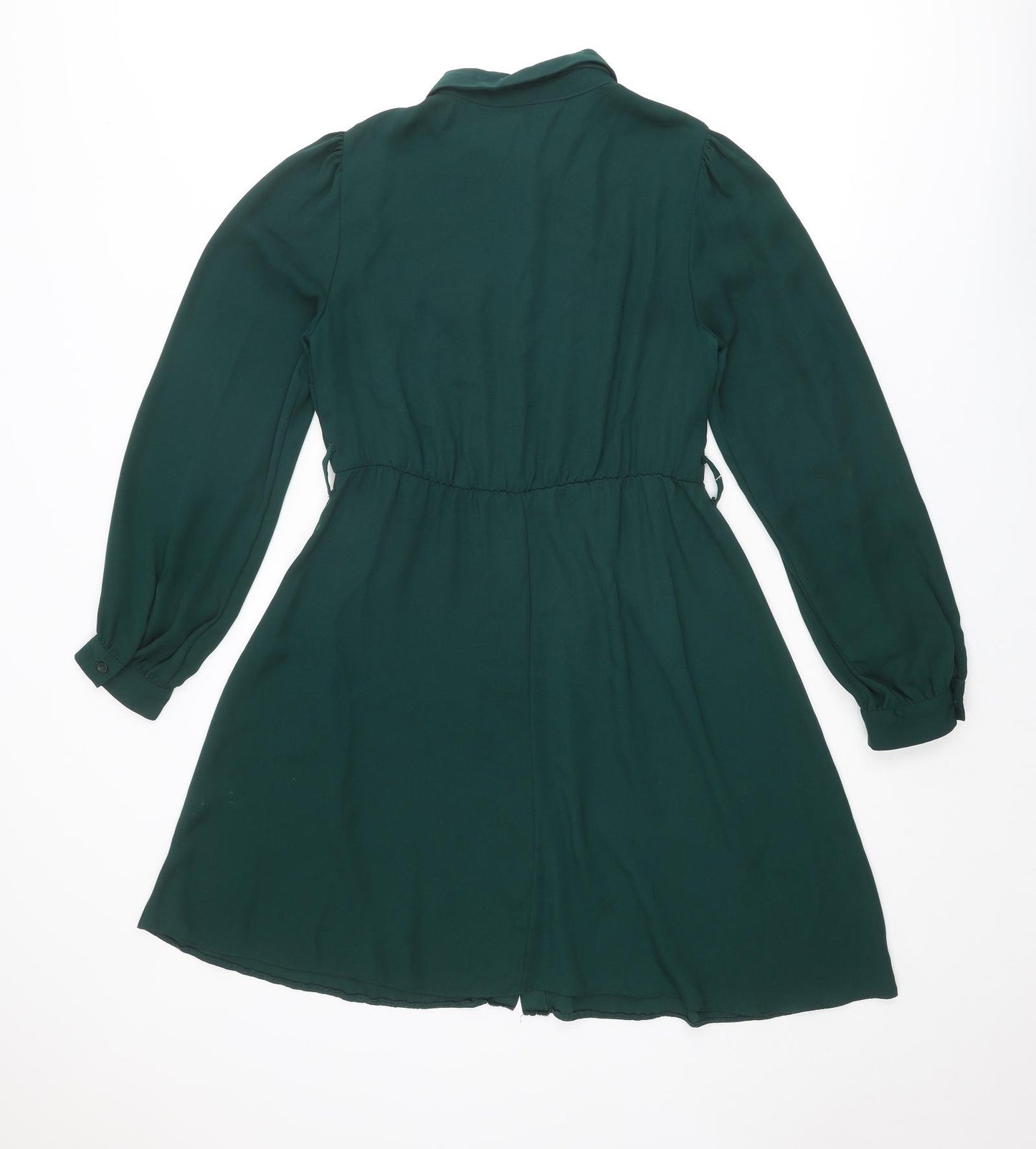 New Look Womens Green Polyester Shirt Dress Size 10 Collared Button